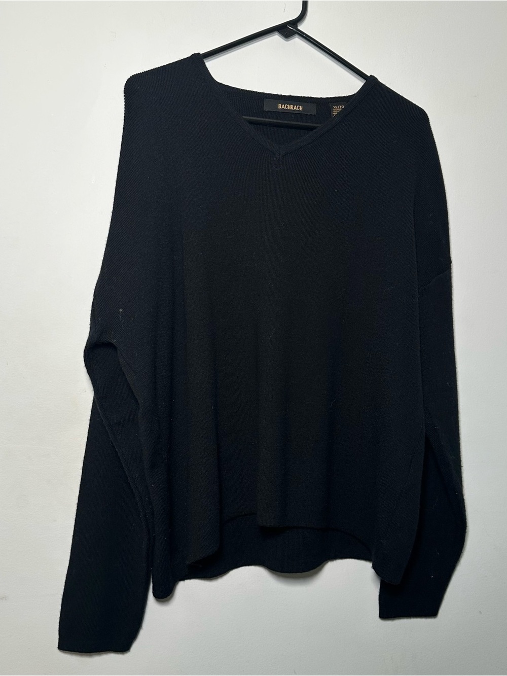 Bachrach Black V-Neck Wool Blend Sweater XL Men’s Lightweight Knit Pullover - Picture 3 of 15